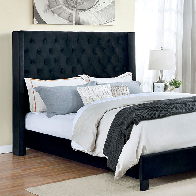 Cama Ryleigh negra, gris y azul marino