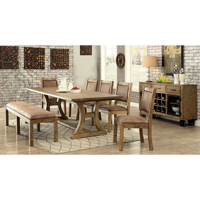 Mesa de comedor GIANNA de pino rústico de 96"