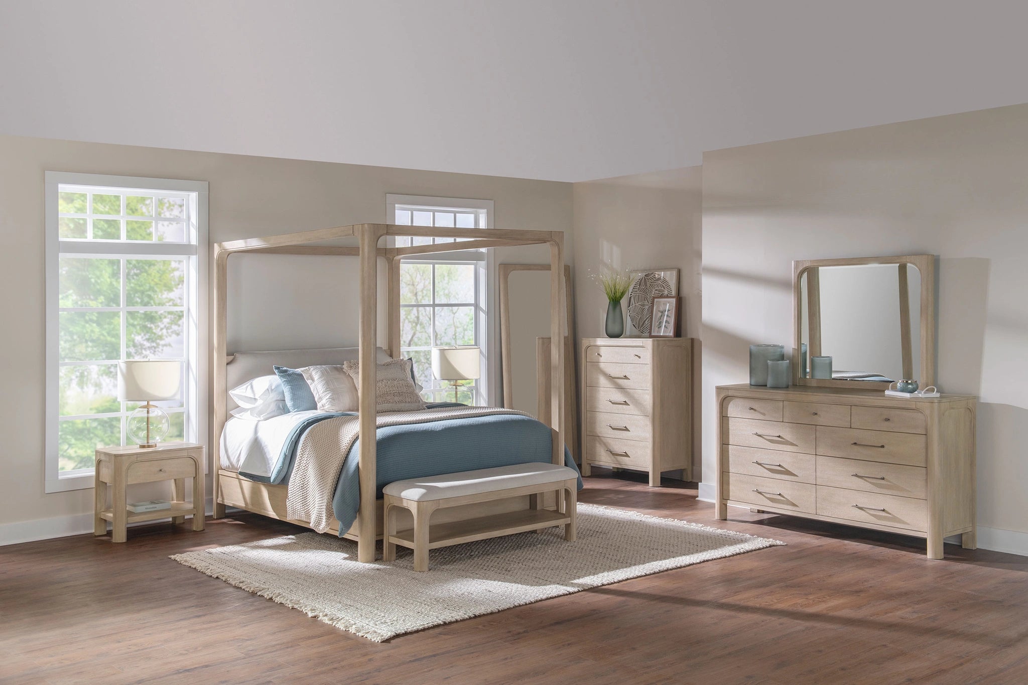 Base de cama con plataforma y dosel Solano