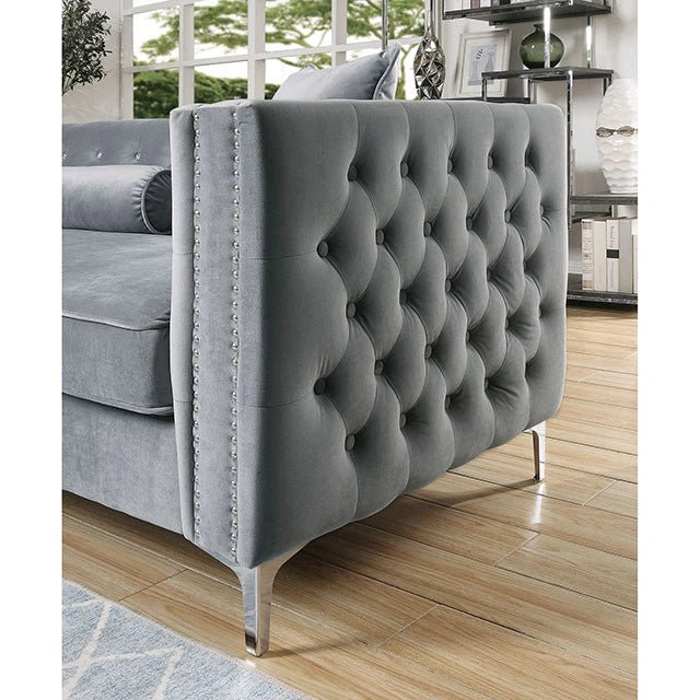 Seccional Amie Glam gris y negro con almacenaje