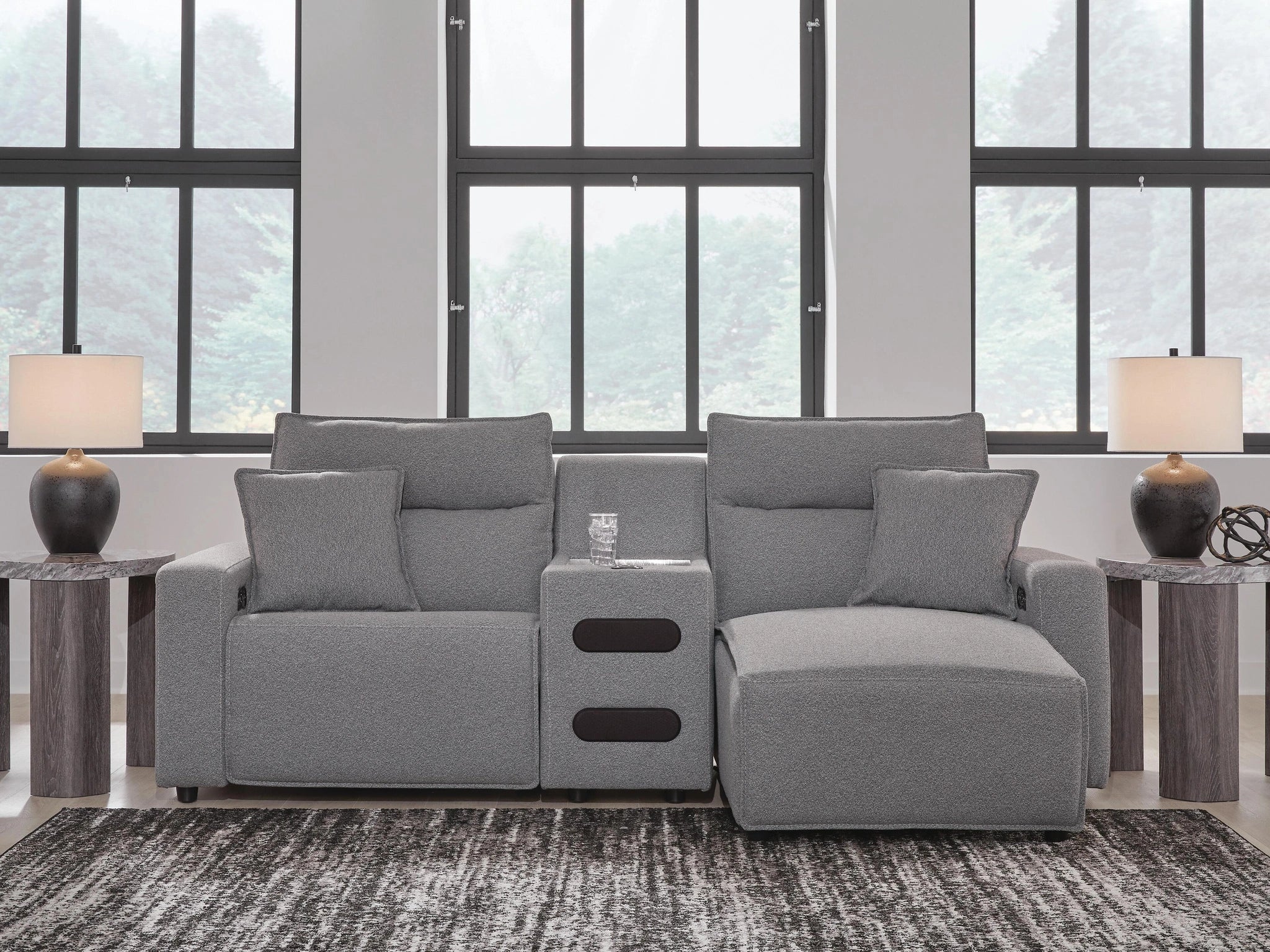 Seccional reclinable eléctrico Modmax con chaise longue