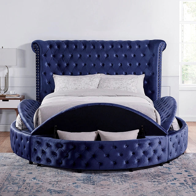 SANSOM Cama King y Queen, Negra, Azul y Gris
