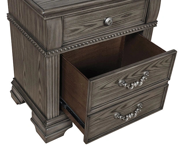 Juego de dormitorio queen de 4 y 5 piezas Pamphilos gris y blanco