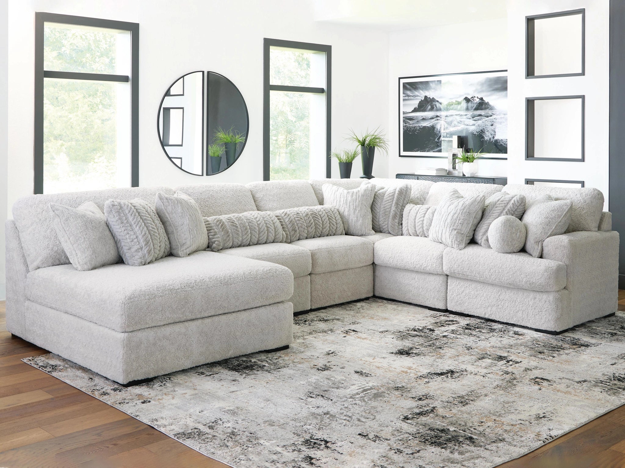 Sofá modular de peluche con chaise longue