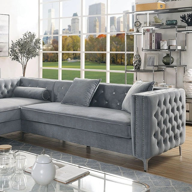 Seccional Amie Glam gris y negro con almacenaje