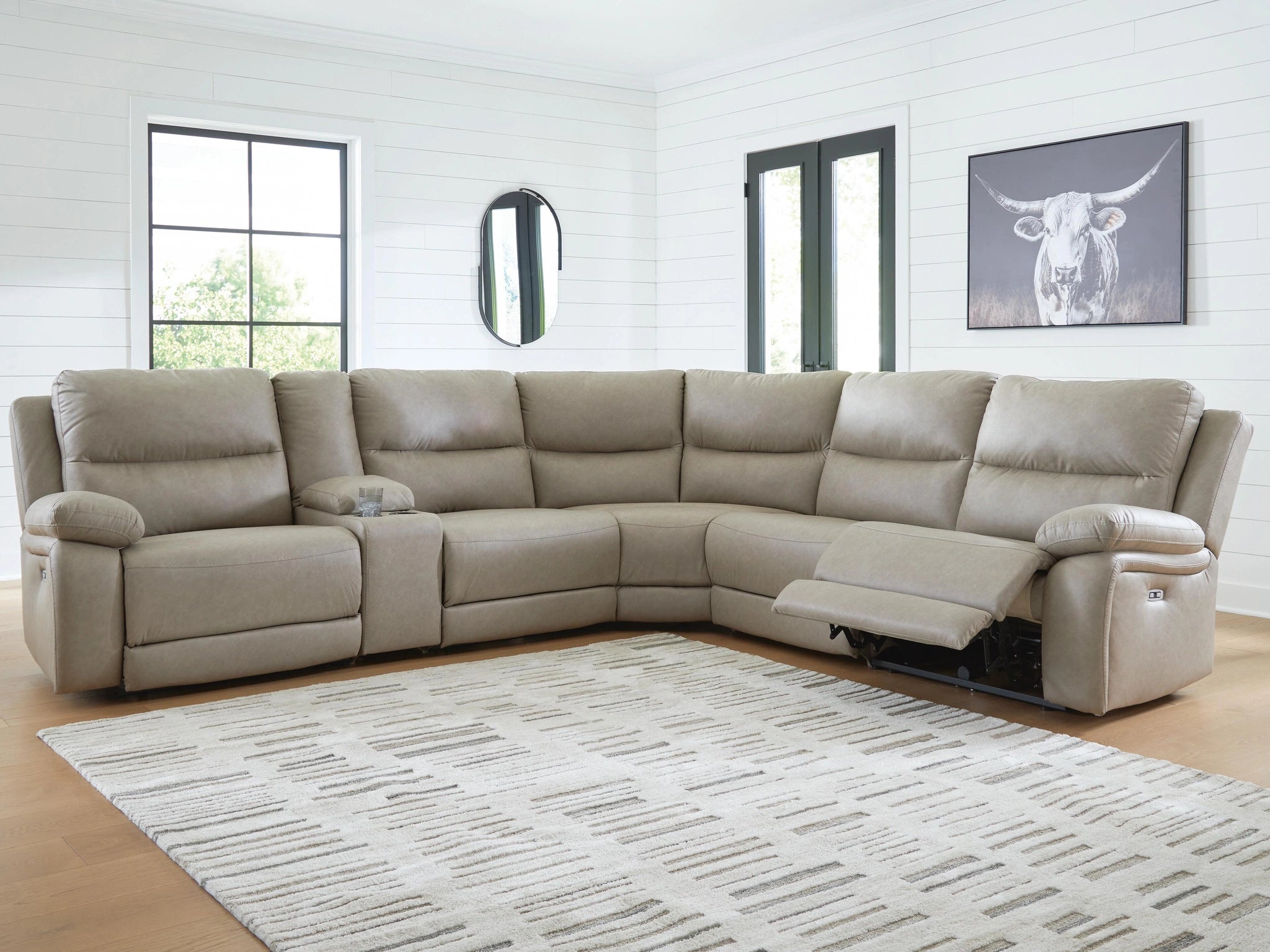 Seccional Reclinable Narwhal Place con Consola de Almacenamiento