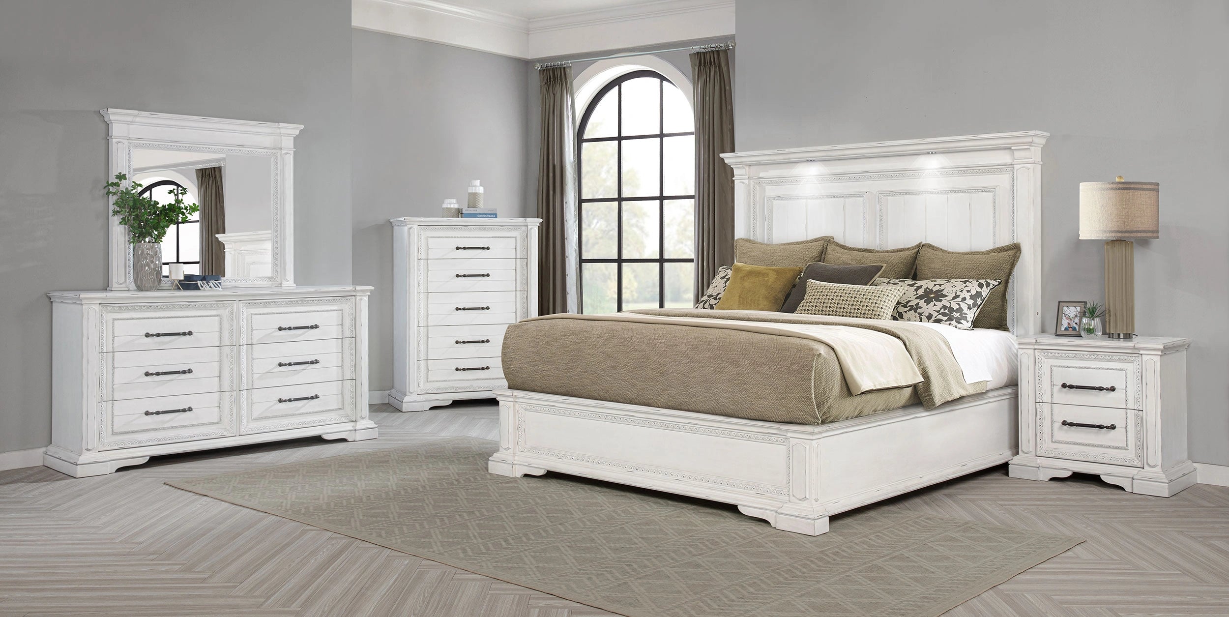 Cama McKinney con panel y luces LED
