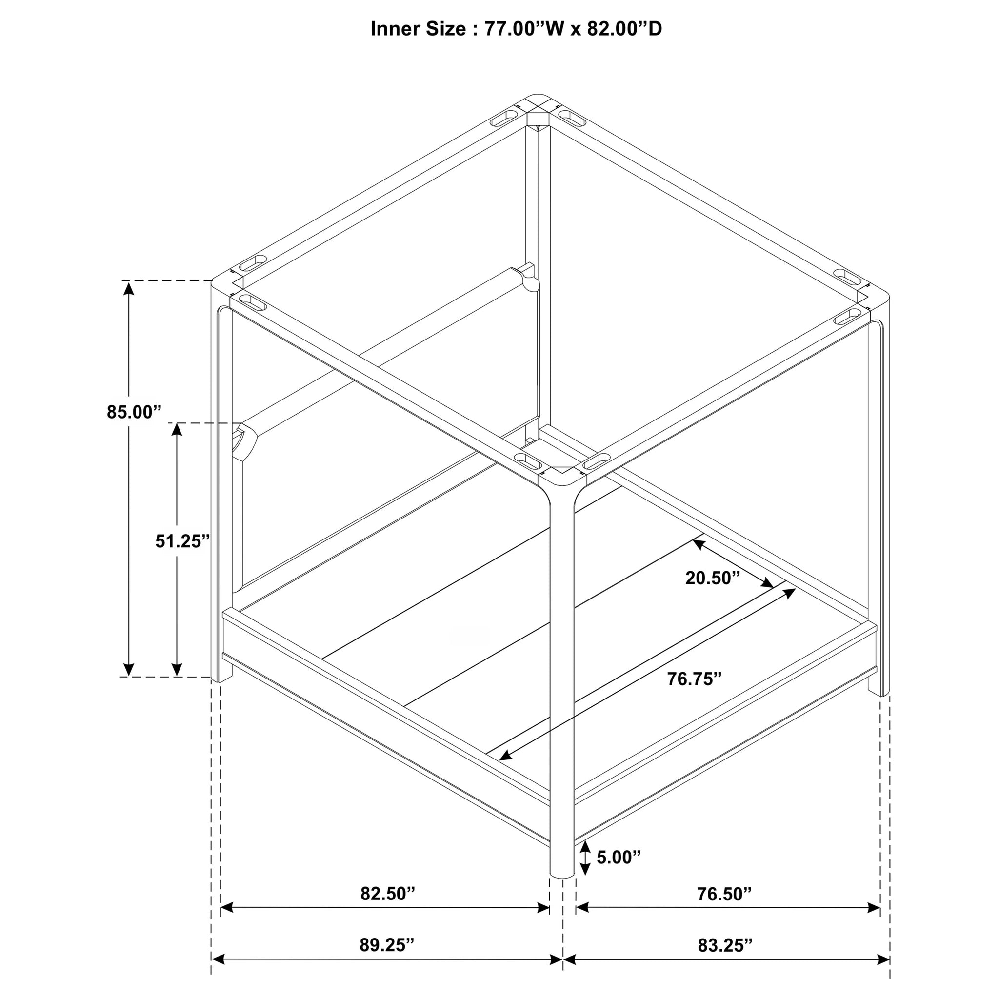 Base de cama con plataforma y dosel Solano