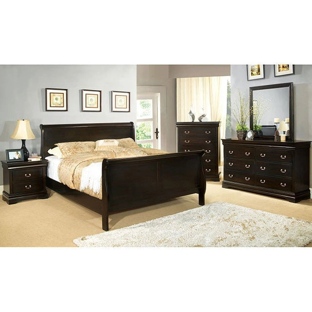Cama completa Louis Philippe de espresso y blanco