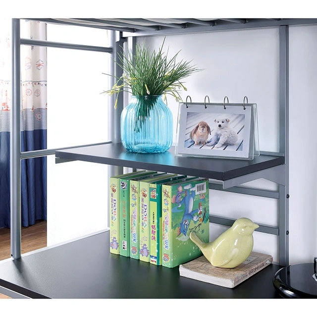 Cama Alta Doble Opal III Negra y Plateada