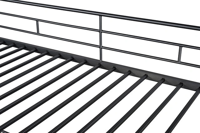 Cama alta doble Myles blanca, plateada y negra