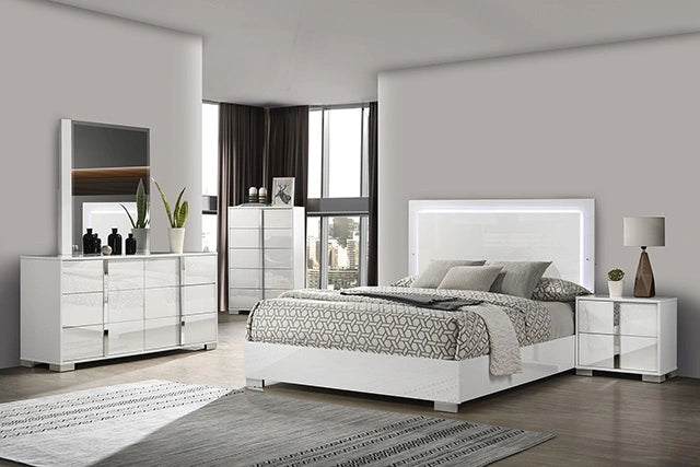Cama extragrande Sinistra en blanco, negro y beige