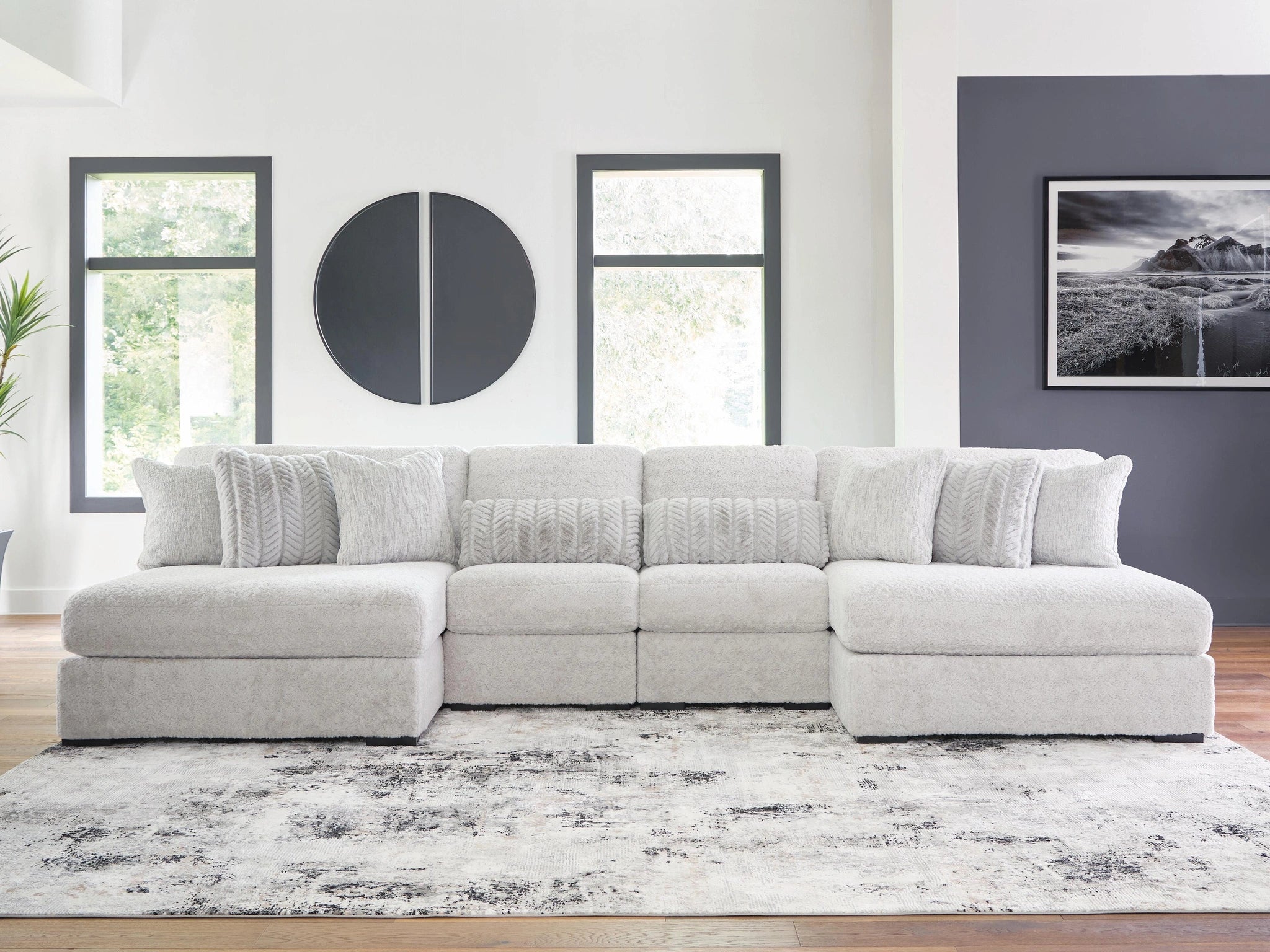 Sofá modular de peluche con chaise longue