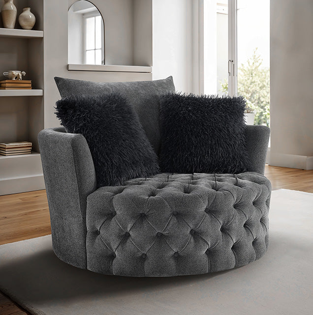 Sillón giratorio Sofi con botones capitoné