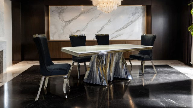 Juego de comedor de 7 piezas Basilicata Cromo y oro 5