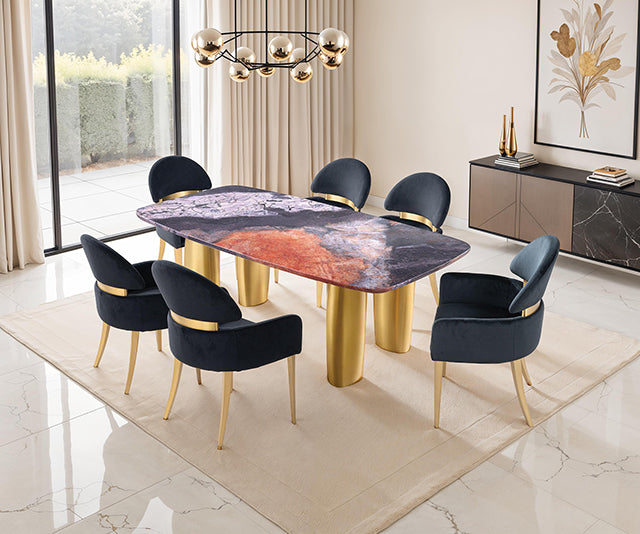 Juego de comedor de 7 piezas Northolt con sillas negras