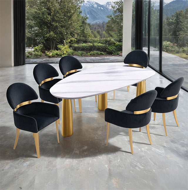 Juego de mesa de comedor Northam de 7 piezas con silla negra