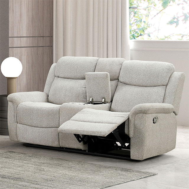Sandbach Sofá reclinable manual de dos plazas con consola