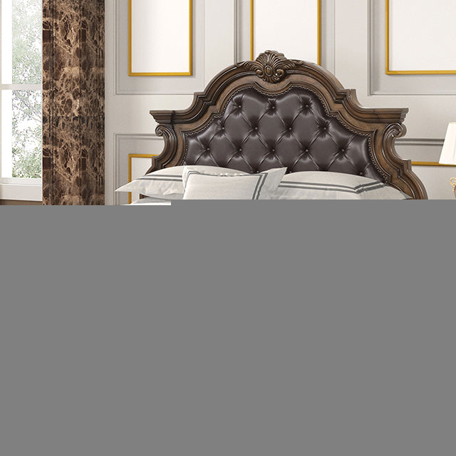 Juego de dormitorio queen Leovanni de 4 piezas en color marrón