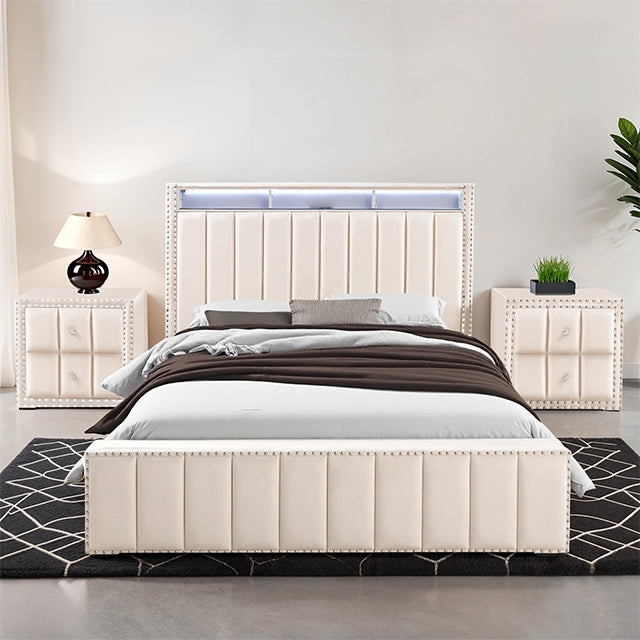 Cama Queen Farese con 2 mesitas de noche