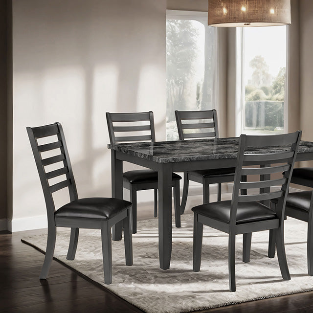 Juego de comedor Adia de 7 piezas, gris y marrón